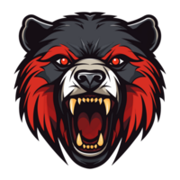 Collection of Angry Roaring Bear Head Logo Designs Isolated png