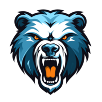 Collection of Angry Roaring Bear Head Logo Designs Isolated png