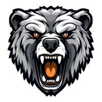 Collection of Angry Roaring Bear Head Logo Designs Isolated png