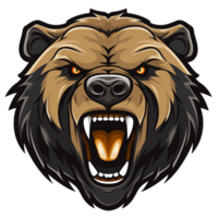 Collection of Angry Roaring Bear Head Logo Designs Isolated png