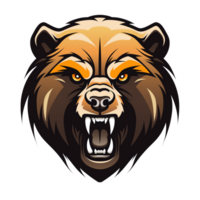 Collection of Angry Roaring Bear Head Logo Designs Isolated png