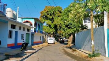 Puerto Escondido Oaxaca Mexico 2023 Typical beautiful colorful tourist street sidewalk city Puerto Escondido Mexico. video