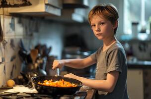 AI generated Young chef at work photo