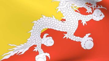 Waving flag of Bhutan Animation 3D render Method video