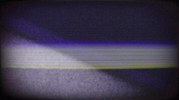 a television screen with a blue and yellow stripe video