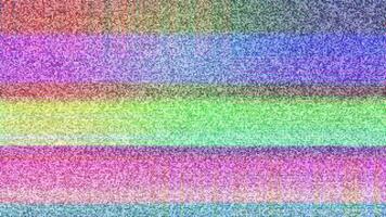 a television screen with a rainbow pattern video