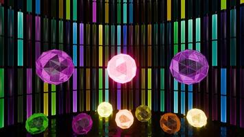 Stage with neon lights and VJ Loop spheres video