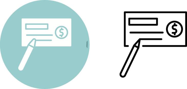 icono de vector de cheque de escritura