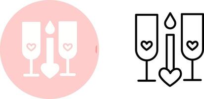 icono de vector romántico de dos vasos