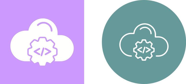 icono de vector de codificación de nube