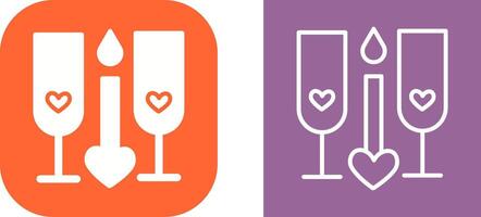 Two Glasses Romantic Vector Icon