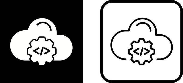 icono de vector de codificación de nube