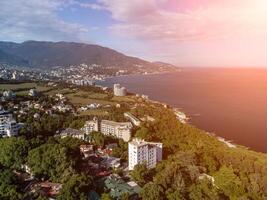 Aerial View of Livadia Palace - located on the shores of the Black Sea in the village of Livadia in the Yalta region of Crimea. Livadia Palace was a summer retreat of the last Russian tsar Nicholas II photo