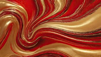 AI Generated Abstract, red gold art texture swirl in dynamic dance on canvas, captured under studio lighting, showcasing intricate details, vibrant colors. Red gold oil painting photo