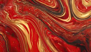 ai generado abstracto, rojo oro Arte textura remolino en dinámica danza en lienzo, capturado debajo estudio Encendiendo, exhibiendo intrincado detalles, vibrante colores. rojo oro petróleo pintura foto