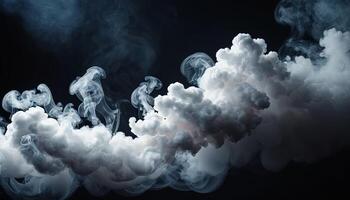 AI Generated Smoke abstract background. Dense smoke forms clouds against dark backdrop, visual effects aesthetics, air dynamics. photo