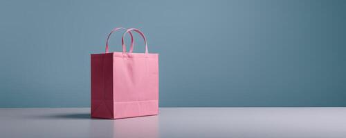 AI Generated Shopping bag on backdrop with studio lighting, shopping, marketing, promotion, sale advertisement and product placement. photo