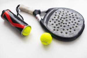 blue professional paddle tennis racket isolated on white background. portrait sport theme poster, greeting cards, headers, website and app photo