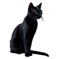 AI Generated Silhouette of European Shorthair Cat isolated on transparent background png