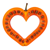 AI Generated Persimmons bright orange round and glossy tightly packed in a perfect heart outline Food and png