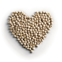 AI Generated White pepper off white fine powder crisp heart outline with subtle highlights Spices food and png