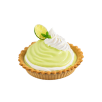 AI Generated Key lime pie with tart filling whipped cream topping graham cracker crust vibrant green color png