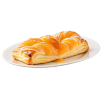 AI Generated Apricot danish with flaky pastry apricot filling glossy glaze braided edges Culinary and Food concept png