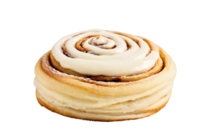 ai gerado canela lista com pegajoso espiral camadas creme queijo geada suave e fofo textura culinária png