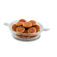 ai gegenereerd rood Boon cakes zacht en ronde in een transparant glas schotel top png