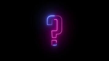 Neon Question marks Animation moving on alpha channel black background. 4K Resolution video