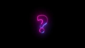 Neon Question marks Animation moving on alpha channel black background. 4K Resolution video