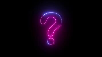 Neon Question marks Animation moving on alpha channel black background. 4K Resolution video