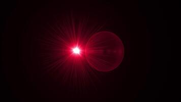 Red flare light animation. Optical lens flare effect video