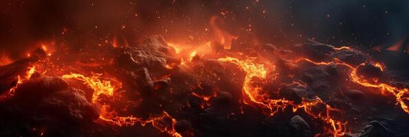 AI generated Fiery Molten Lava Flow Texture Background photo