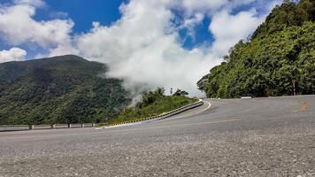 Misty Mountain Road Adventure Travel Background photo