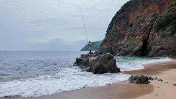 Serene Beach Fishing Vacation   Copy Space photo