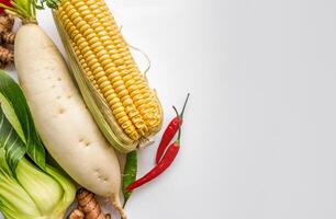 Fresh Vegetable Assortment on White Background photo