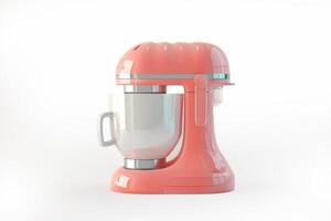 AI generated Modern Coral Stand Mixer on White Background photo