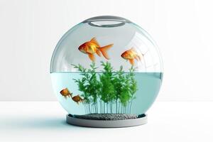 AI generated Modern Goldfish Aquarium, Pet Care or Interior Design Concept photo
