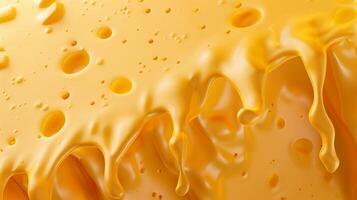 AI generated Close up texture of melted caramel or honey with glossy reflections and bubbles, suitable for a sweet food concept or culinary background photo