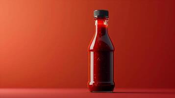 AI generated Barbecue sauce bottle with a unique label design, isolated on a gradient background photo