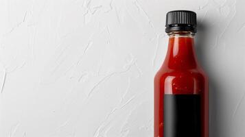 AI generated A vibrant label design on a barbecue sauce bottle with a rustic touch, isolated on a white background photo