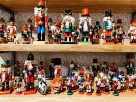 Kotor, Montenegro - 25 december 2022. Multi-colored tin soldiers stand on the shelves in a gift shop photo