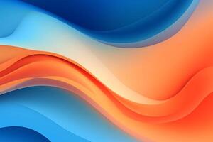 AI Generated Blue and orange gradient dynamic fluid background photo