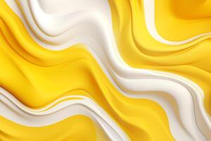 AI Generated White and yellow fluid shapes abstract background photo