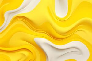 AI Generated White and yellow fluid shapes abstract background photo