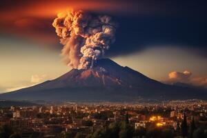 AI Generated overview of the Etna volcano during the eruption photo