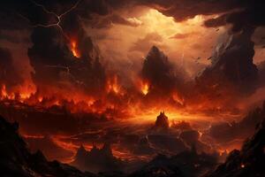 AI Generated fracture of the earths crust after a volcanic eruption magma plasma fire dragon age scorched earth photo