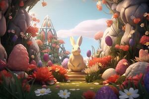 AI Generated Easter background, 2D illustration photo