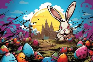 AI Generated Easter background, Comic Book Style photo